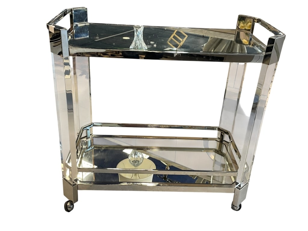 ROBB & STUCKY MODERN MIRRORED AND LUCITE BAR CART (1 of 9)