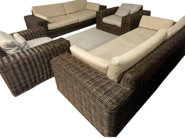 4-PIECE WOVEN RATTAN OUTDOOR/INDOOR LOUNGE SET