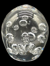 MURANO STYLE CLEAR ART GLASS PAPERWEIGHT