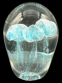 MURANO STYLE ART GLASS PAPERWEIGHT W JELLYFISH