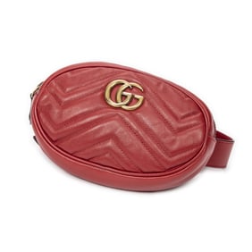 GUCCI GG MARMONT RED QUILTED BELT BAG