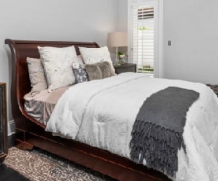 MAHOGANY FINISH SLEIGH BED FRAME (1 of 2)