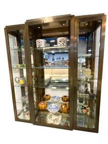 3 PC MASTERCRAFT STYLE BRASS DISPLAY CABINET 80"