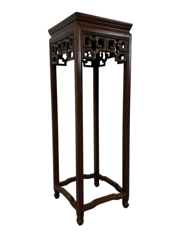 CHINESE CARVED WOOD FERN PLANT STAND 36" (1 of 9)
