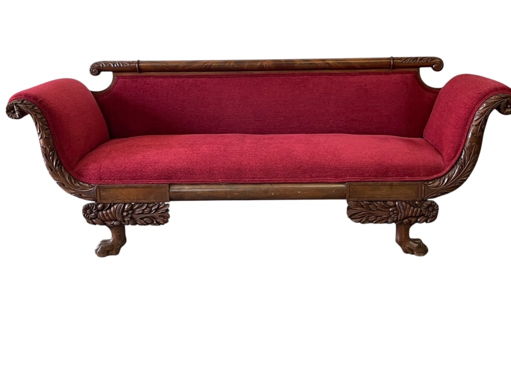 ANTIQUE EMPIRE STYLE MAHOGANY SOFA 84" (1 of 9)