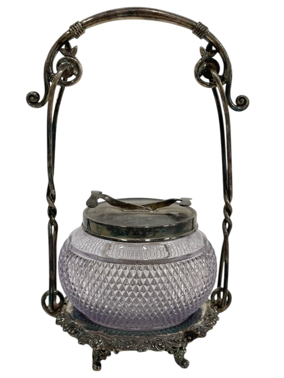 AMETHYST PRESSED GLASS PICKLE CASTOR 8" (1 of 7)