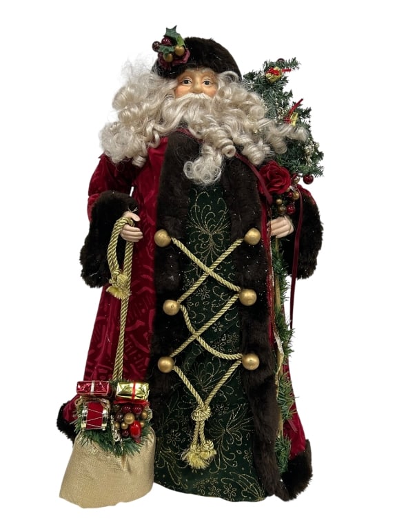 LARGE SANTA CLAUS FIGURINE IN RED VELVET ROBE (1 of 9)