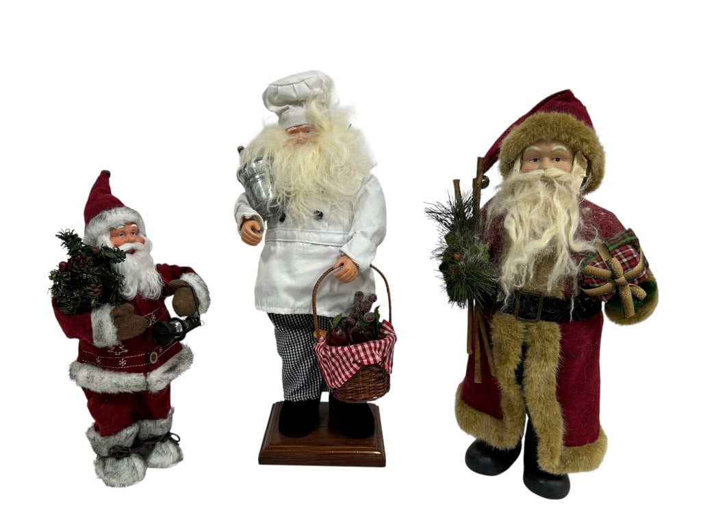 LOT OF 3 DECORATIVE SANTA FIGURES 12"-19" (1 of 11)