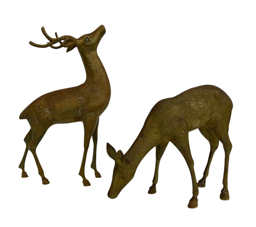 VINTAGE PAIR OF CAST BRASS DEER FIGURINES (1 of 13)