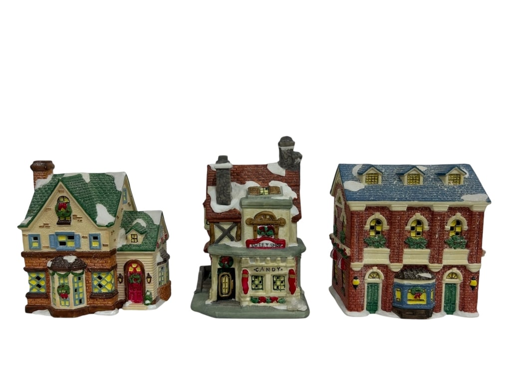SET OF 3 HAND-PAINTED HOLIDAY VILLAGE BUILDINGS (1 of 10)