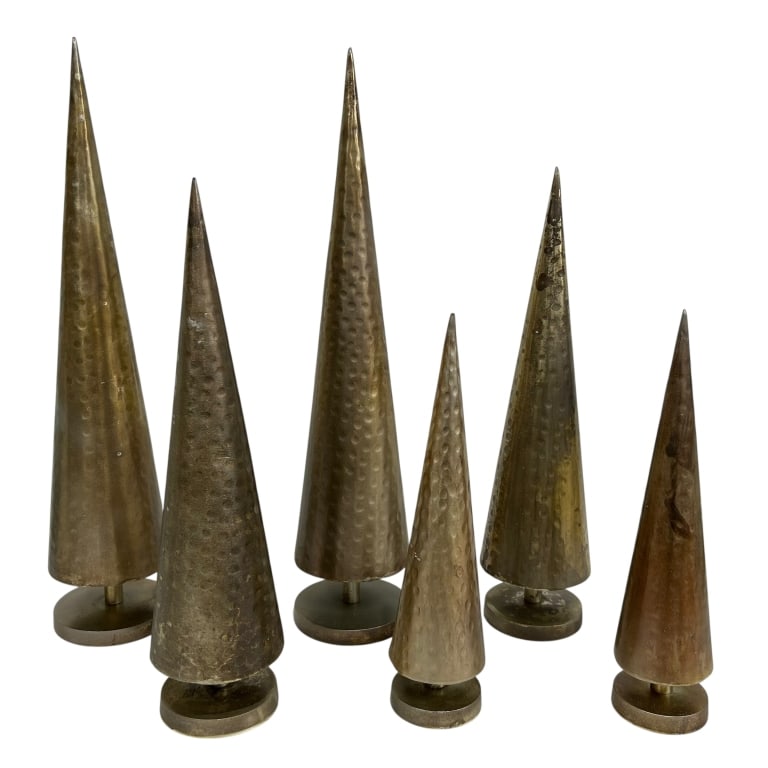 SET OF 6 BRUSHED METAL CHRISTMAS TREE SCULPTURES (1 of 5)