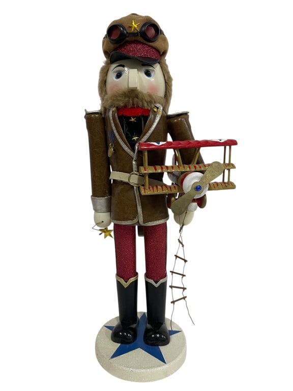 VINTAGE PILOT WOODEN CHRISTMAS NUTCRACKER 17" (1 of 8)