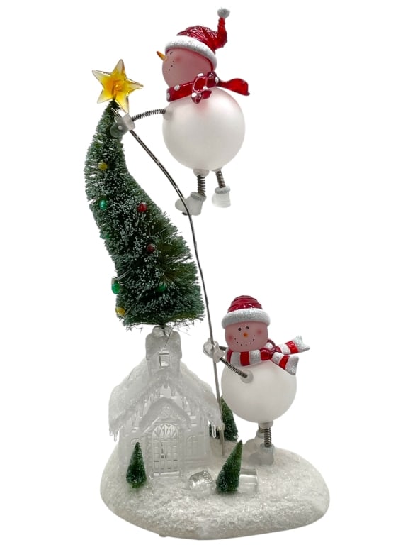 FESTIVE LIGHT UP HOLIDAY SNOWMAN FIGURINE (1 of 7)