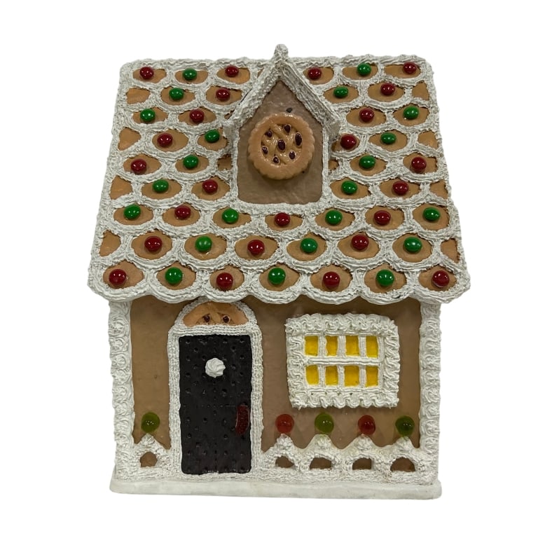 VINTAGE BYER'S CHOICE TRADITIONS GINGERBREAD HOUSE: VINTAGE 2006 BYER'S CHOICE "TRADITIONS" GINGERBREAD GUMMY HOUSE CHRISTMAS DECORATION. -IN VERY GOOD PREOWNED CONDITION -MEASURES APPROX 9"D X10"W X 14"H -MAS81225 By bidding on this item, you have rea