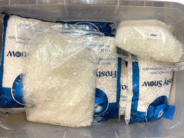 LOT OF DECORATIVE FROSTY SNOW BAGS