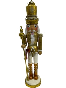 PIER 1 IMPORTS GOLD &  WHITE  KING NUTCRACKER 19"