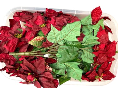 BIN OF ARTIFICIAL RED POINSETTIA STEMS