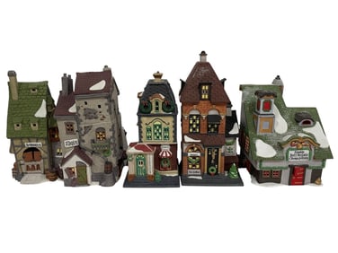 5 DEPARTMENT 56 VILLAGE HOLIDAY BUILDINGS