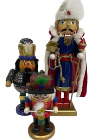 SET OF 3 WOODEN HOLIDAY NUTCRACKERS