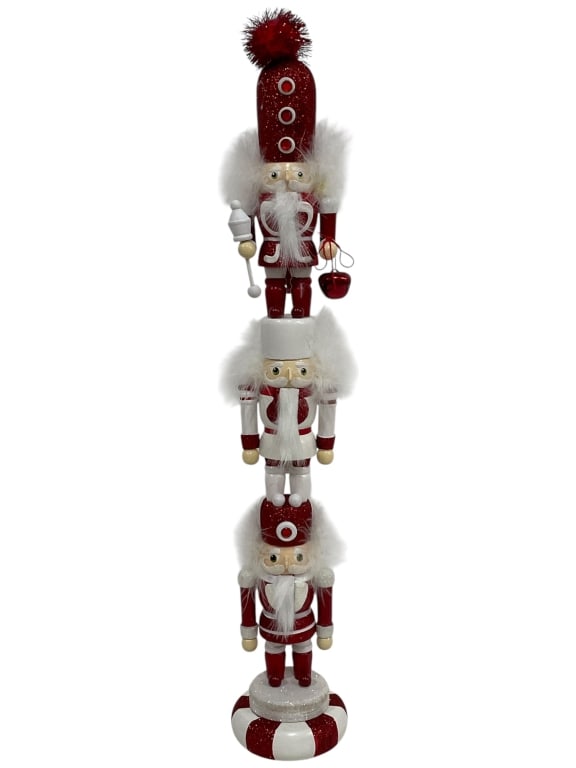 THREE-TIER STACKED PEPPERMINT NUTCRACKER 20" (1 of 7)