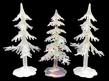 SET OF 3 ACRYLIC CHRISTMAS TREE FIGURINES
