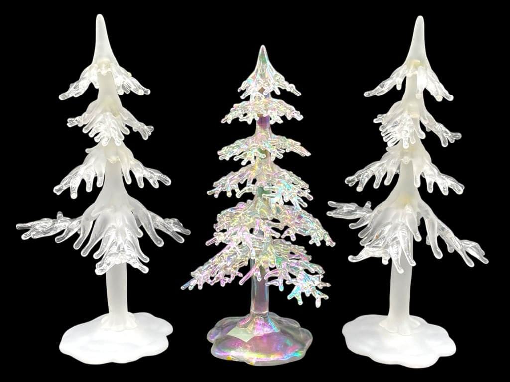 SET OF 3 ACRYLIC CHRISTMAS TREE FIGURINES (1 of 5)