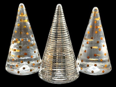 3 KOSTA BODA ART GLASS HOLIDAY TREES