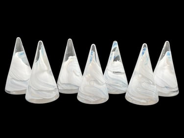 7 KOSTA BODA WHITE SWIRL ART GLASS TREES