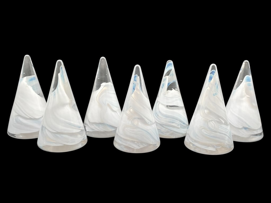 7 KOSTA BODA WHITE SWIRL ART GLASS TREES (1 of 5)