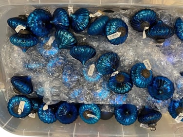 POTTERY BARN BLUE ONION CHRISTMAS ORNAMENTS