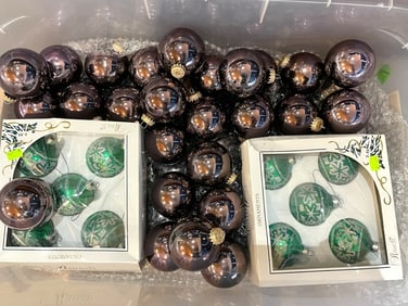 LOT OF 40+ MIRRORED PLUM ORNAMENTS