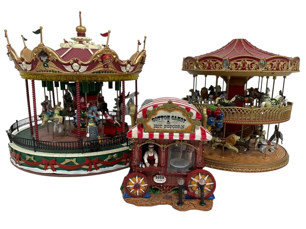 SET OF 3  HOLIDAY VILLAGE CAROUSELS (1 of 4)