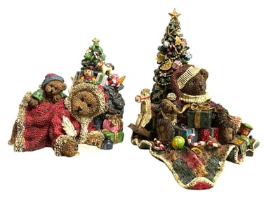 TWO HOLIDAY BEAR STOCKING HANGERS