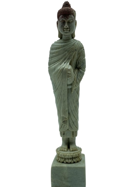 CARVED STONE STANDING BUDDHA FIGURE 9" (1 of 5)