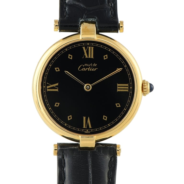 CARTIER MUST DE CARTIER VENDOME BLACK DIAL WATCH