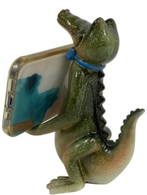 WHIMSICAL CERAMIC ALLIGATOR CELL PHONE HOLDER
