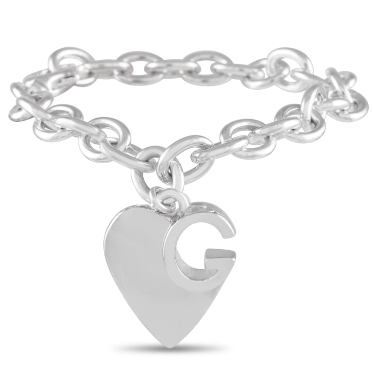 GUCCI SILVER HEART CHAIN BRACELET (1 of 3)