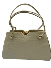 JUDITH LEIBER CROCODILE-EMBOSSED LEATHER HANDBAG