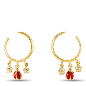 AARON BASHA 18K ENAMEL LADYBUG DIAMOND EARRINGS