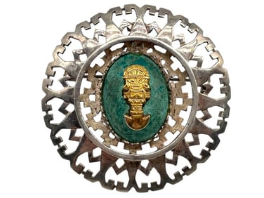 STERLING SILVER W FIGURAL MOTIF BROOCH 22.6G