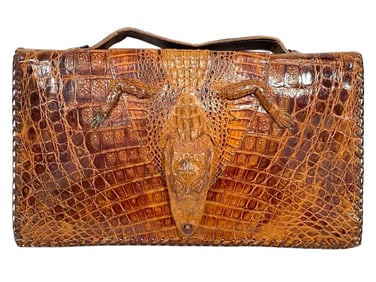 VINTAGE GENUINE ALLIGATOR HANDBAG 12"