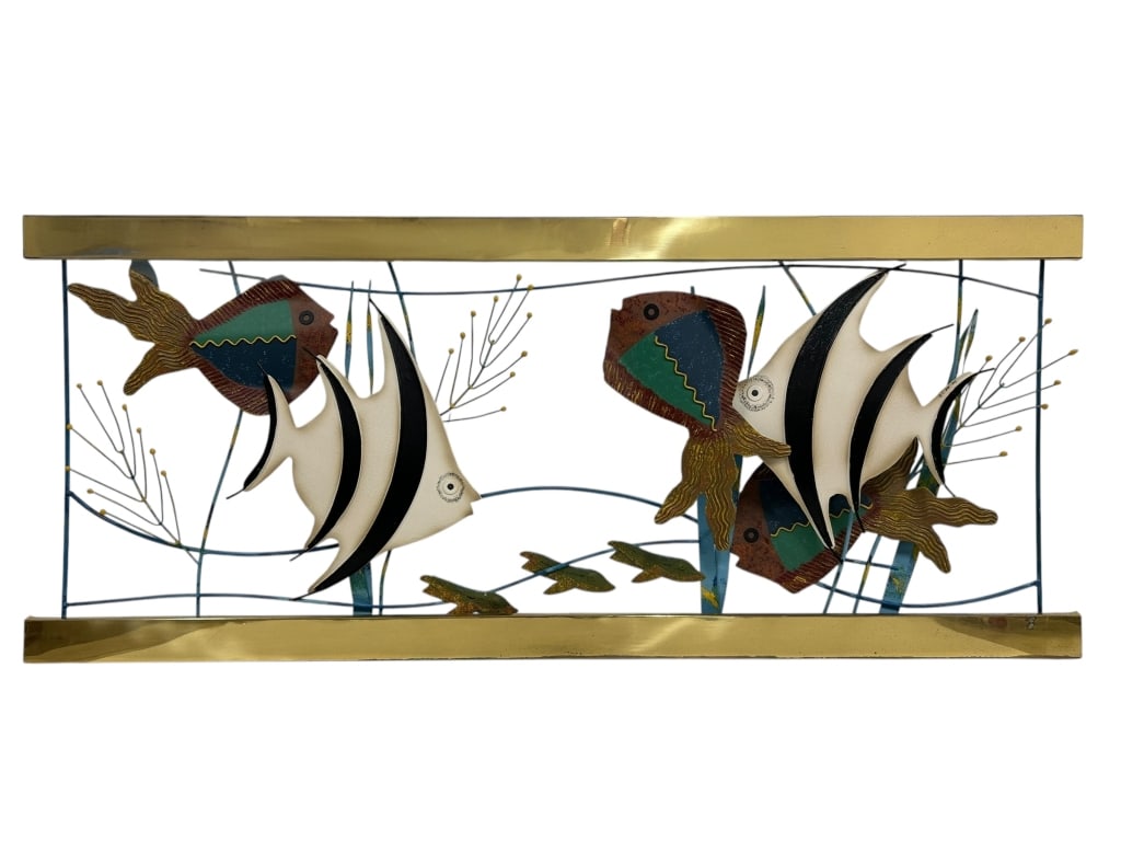 CURTIS JERE STYLE  METAL FISH WALL SCULPTURE 52" (1 of 5)