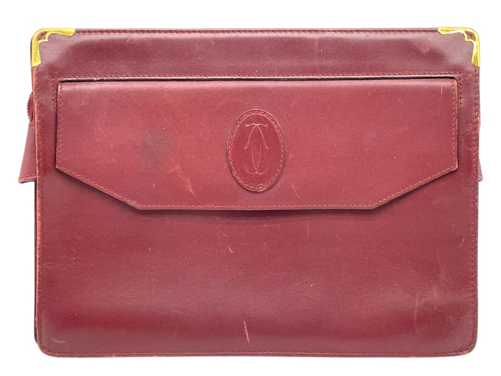 CARTIER BORDEAUX LEATHER CLUTCH BAG (1 of 9)