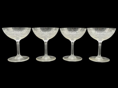4 BACCARAT NANCY CUT CRYSTAL CHAMPAGNE COUPES