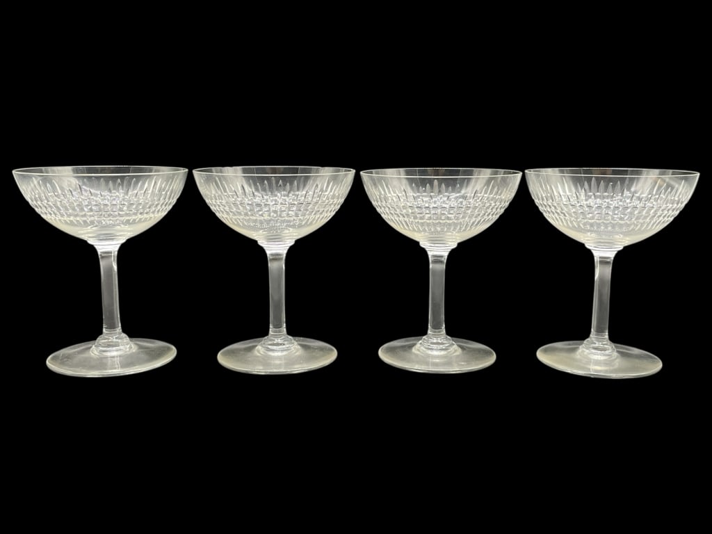 4 BACCARAT NANCY CUT CRYSTAL CHAMPAGNE COUPES (1 of 8)