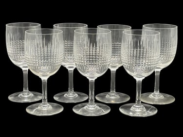 7 BACCARAT NANCY CRYSTAL WINE GLASSES 6"