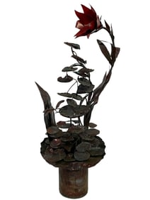 MID MOD JERE STYLE BRUTALIST FLOWER FOUNTAIN 51"