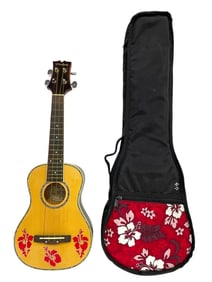 MITCHELL SOPRANO UKULELE W/ FLORAL DESIGN & CASE