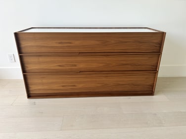 MODERN WALNUT THREE-DRAWER DRESSER