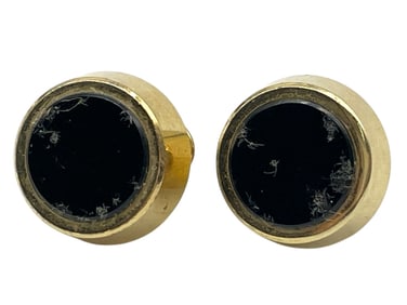 14K GOLD & ONYX EARRINGS 6.56G